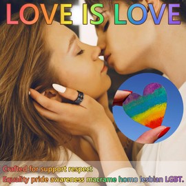 FaithHeart 11mm Stainless Steel Rainbow LBGT Pride Ring for Male Female Spinner Wedding Engagement Bands