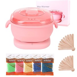 Myhtya Calentadores de Cera Eléctrico,Kit Depilación Cera Con 20 Espátulas y 5 * 100g Depilatoria Cera,Kit Calentador de Cera Adecuado Casero Spa Cara Brazos Axilas Piernas