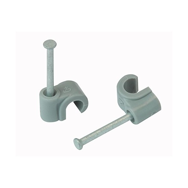 Cable Clip Round Grey 6.00MM 100/BOX, Cable Clips, Qty X