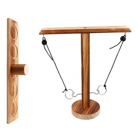 Rumyve Hanging Ring Toss Games,Wooden Board Games for Kids Adults,Interactive Hooks Ring Toss Battle Game for Home Family Party Outdoor Activity