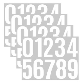 Number Stickers Waterproof Sticker Number Labels Large Alphabet 4 Inch Number Stickers Set of 4 (White)