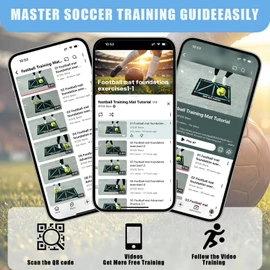 2F22E Soccer Training Mat, Soccer Training Equipment with Video Guide, Non-Slip Silent Footwork Trainer 35.4"x23.6" with Socks & Bounce Trainer for Ball Control Practice Indoor Outdoor Kids Beginners
