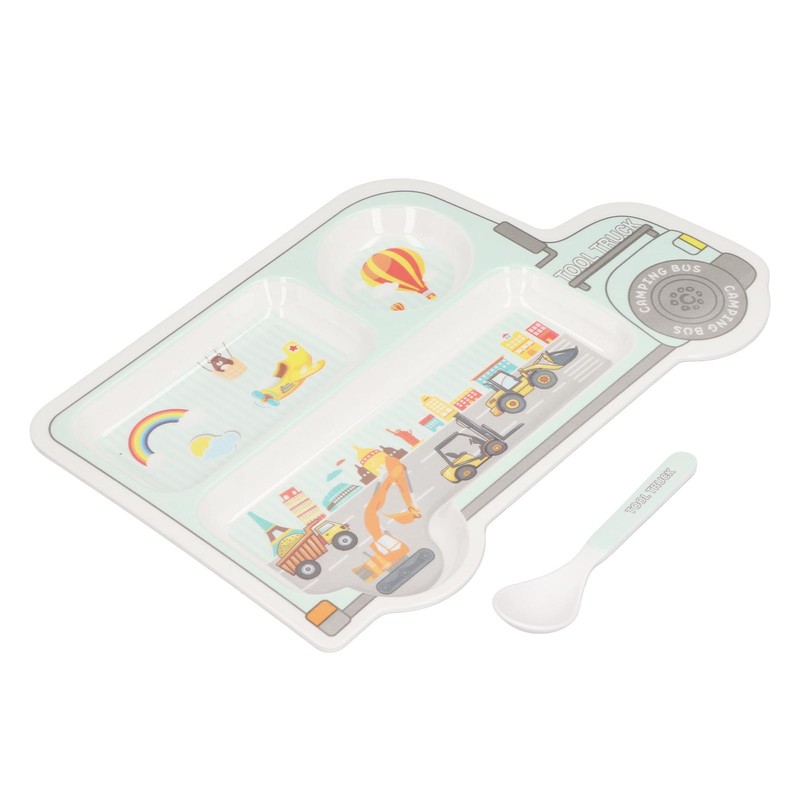Cartoon Bamboo Toddler Plate Lovely Divided Bamboo Kids Dinnerware Set