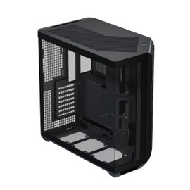 APNX V1 Dual-Chamber ATX Mid-Tower Airflow PC Case, Panoramic Glass Panels, 10 Fan Slots, 360mm Radiator Support, Front Angular Intake 16cmx2 Fan Bracket, GPU Mount, Cable Management, Type-C, Black