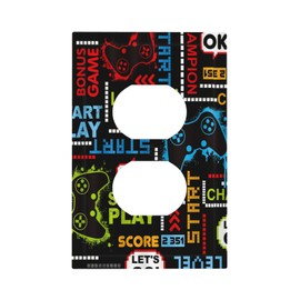 HIZUWKY Video Game Controller Outlet Covers Light Switch Cover Boys Wall Plate Decorative Socket Electrical Outlets Mid Size Faceplate Lightswitch for Kids Bedroom Bathroom