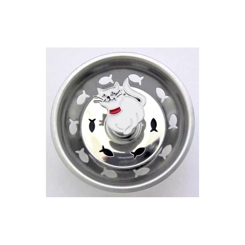 Linda Lou White Cat Kitchen Stainless Steel Standard Sink Strainer