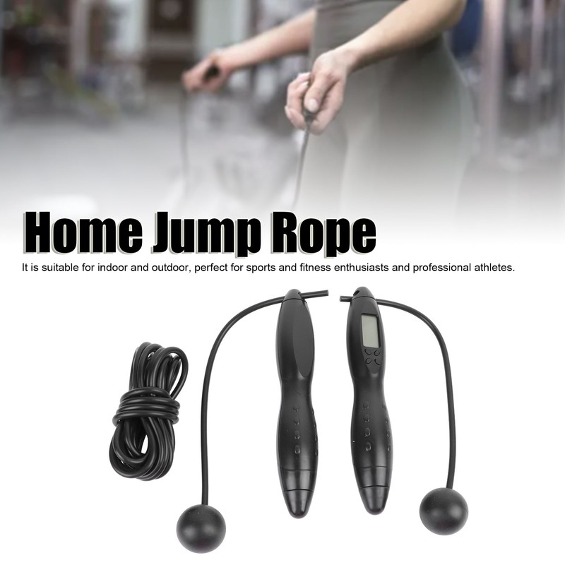 Black Smart Electronic Jump Rope with Counting Function Adult Fitness