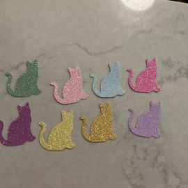 Stampin' Up! 16 Stampin Up Pastel Glitter Cat Punches Paper Punchies New Die Cuts