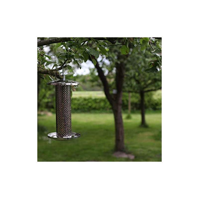 Fallen Fruits Ltd FB394 STAINLESS STEEL NUT FEEDER Bird, Silver,