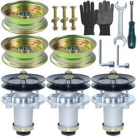 BOSFLAG 3 Pack 539112170 Spindle Assembly Kit with 153535 Pulleys 539132728 Pulleys for FD52M, FD48E, MZ5225, MZ5226, MZ52, MZ5225ZT, RZ4824F, RZ4824FCA, TS354D Lawn Tractors