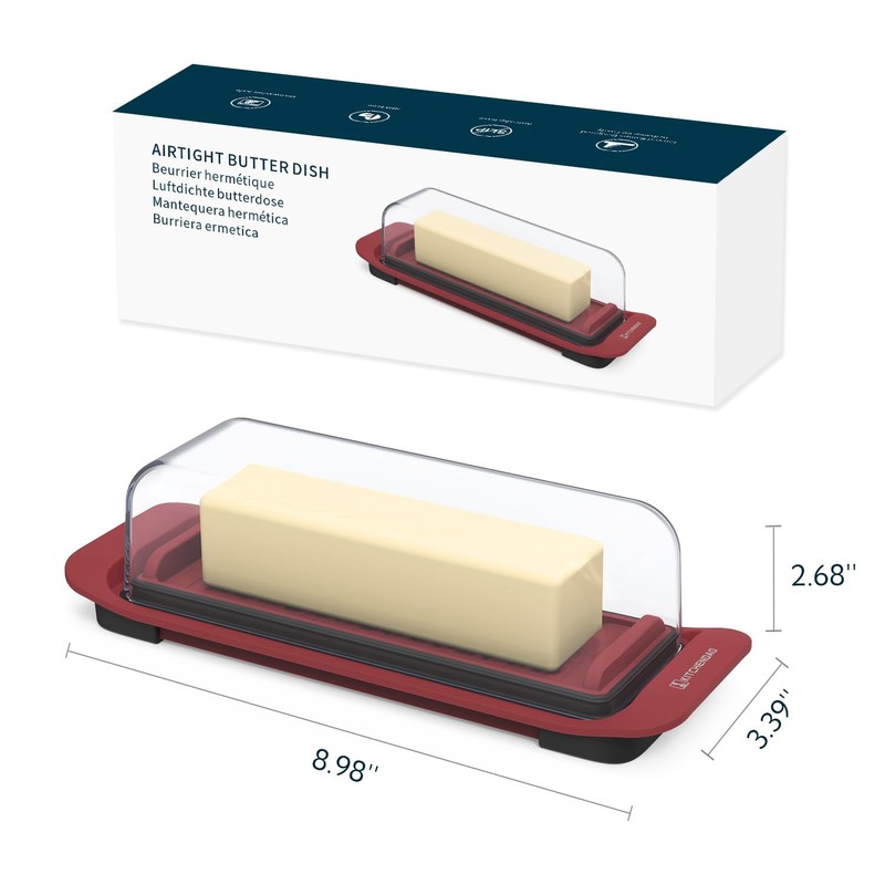 KITCHENDAO Airtight Butter Dish with Lid for Countertop and Refrigerator