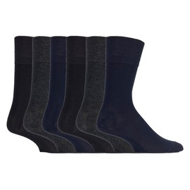 Gentle Grip Sock Shop 6 Pairs Mens Loose Soft Top Non Elastic Bamboo Socks (6-11 UK, SOMRM02)