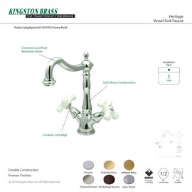 Kingston Brass KS1498PX Heritage 4" Plate Vessel Sink Faucet Without Pop-Up Rod, Brushed Nickel