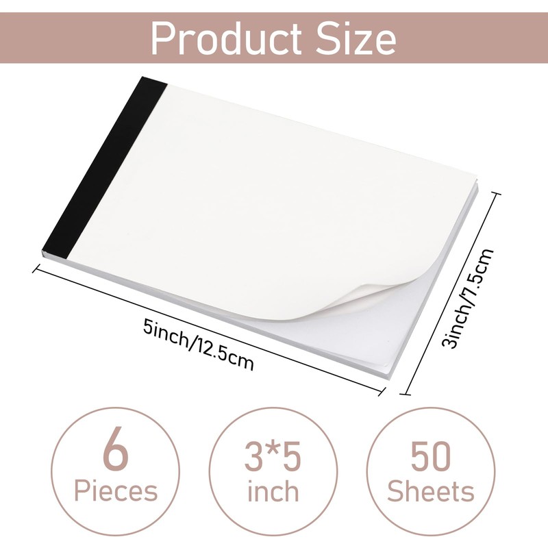 Amaxiu Blank Notepads, 6 Pack 3x5 Inch Note Pad Blank