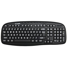 EZsee by DC Large Print English USB Wired Computer Keyboard with White Jumbo Oversized Letters on Black Keys