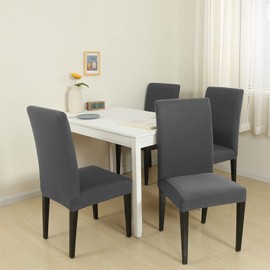 NDMMSO Dining Room Chair Covers Set of 4 Super Fit Stretch Removable Washable Dining Chair Protector Cover Seat Slipcover for Hotel, Dining Room, Ceremony, Banquet Wedding Party(Gray)