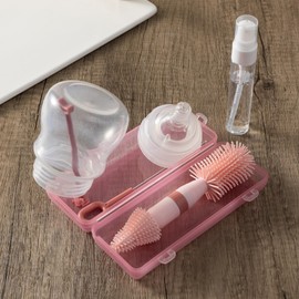 Chemimoso Silicone Baby Bottle Brush for Newborn Anti-Colic Baby Bottles, Portable Travel Bottle Cleaner, Suit for Baby Bottles Less Than 8 OZ, Pink