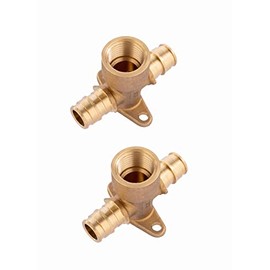 (Pack of 2) EFIELD Pex A Full Flow Expansion Brass Fittings 1/2" x 1/2" Female NPT Drop-ear Tee For Pex A Tubing Pipe Only, ASTM F1960,(PEX1960091)