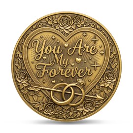 Love Challenge Coin – Forever My Love Romantic Keepsake Token Gift for Him Her, Husband Wife Boyfriend Girlfriend, Heart Design Pocket Coin with Acrylic Case, 1 Pack