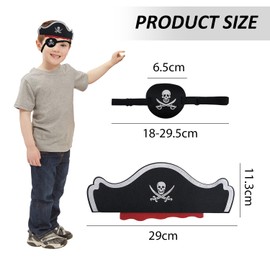 DHSBGWSX 1 x Pirate Eye Patch, 1 x Pirate Hat, Three-Dimensional 3D Eye Patch, Pirate Costume for Children, Pirate Role Play Accessories