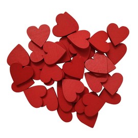 Pack of 200 Red Love Wood Pieces, Heart Shaped Decoration, Red Heart, Ruby Wedding Decoration, Mother's Day Decoration, Small Wooden Heart Decoration