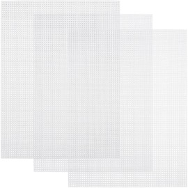 Pndeyo 3 Sheet Clear Plastic Mesh Canvas, 7Count Printable Fursuit Eyes Mesh for Embroidery Yarn DIY Crafting Knit Crochet Projects Fursuits Handicrafts Making- 10.5in x 13.5in