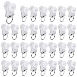 40 Pcs Curtain Track Roller Hooks Curtain Rail Ceiling Gliders Set Dual Wheel Roller Carriers for Ceiling Mounted Curtain Track