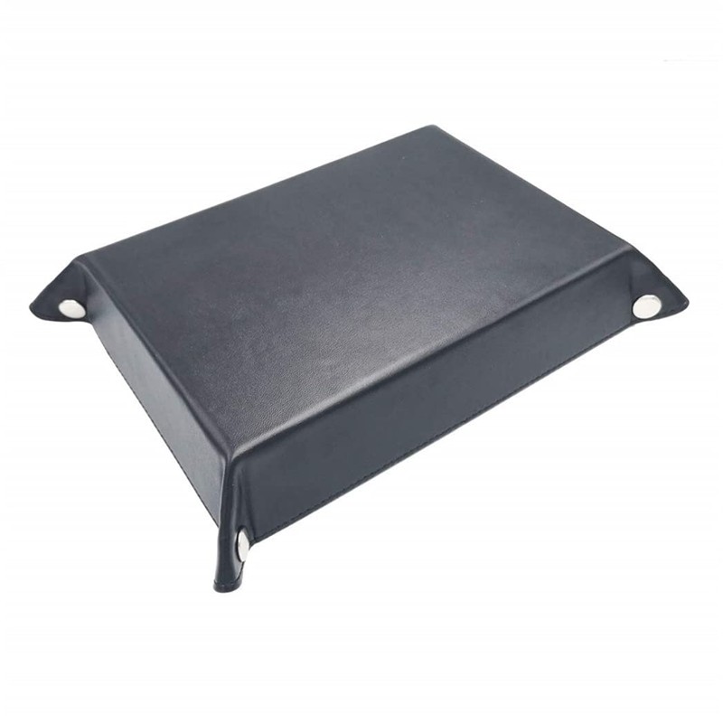HappyHome Folding Large Rectangle PU Leather Velvet Dice Tray Dice