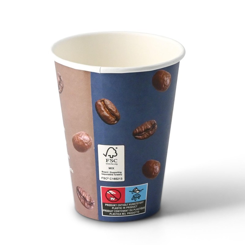 BIOZOYG Printed Paper Cups, Pack of 50, 300 ml /