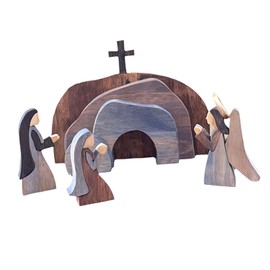 Perfeclan Osterauferstehungsszene Set Holzdekorationen Praktische robuste Figuren freie für Hausschalter