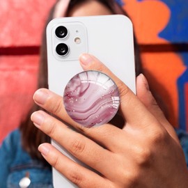 Ksadiye Phone Grip with Expanding Kickstand,Cell Smartphones Collapsible Stand Rose Gold Pink Design for Phone