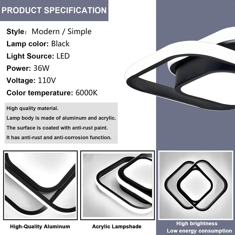 CANEOE Small Ceiling Light Modern LED Acrylic Square Ceiling Lamp