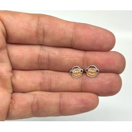 Monkey Stud Earrings - 925 Sterling Silver Zoo Animals