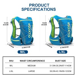 INOXTO Hydration Vest Backpack,Lightweight Water Running Vest Pack with 1.5L Water Bladder Bag Daypack for Hiking Trail Running Cycling Race Marathon for Women Men Kids (Blue（M-L）)