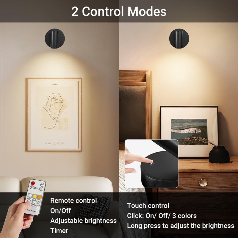 TaoFiaCo Spotlights Indoor, Wireless Uplighting Indoor with Remote Dimmable, Rechargeable