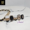 Black Golden Shadow Handmade Nail Tips - Short Stiletto /