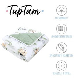 TupTam Baby Play Mat Kids Large Play Blanket Padded XXL Crawling Blanket 120 x 120 cm Baby Room Sleeping Rug, Colour: Safari/Lion/Brown/Leaves/Green