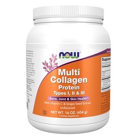 NOW Supplements, Multi Collagen Protein Types I, II & III Powder, Bone, Joint, and Skin Health, 16 oz (454 g)