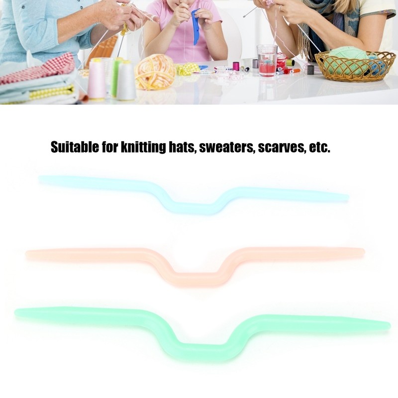 150Pcs Knitting Cable Needles 3 Sizes Smooth Durable Crooked Needle