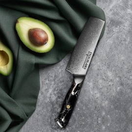 Nakiri Knife 6.5 Inch – VG-10 Damascus Stainless Steel, Razor Sharp, Full Tang, Ergonomic G10 Handle – Japanese Vegetable Knife for Precise Chopping of Vegetables, Herbs, Fruits – Durable & Balanced