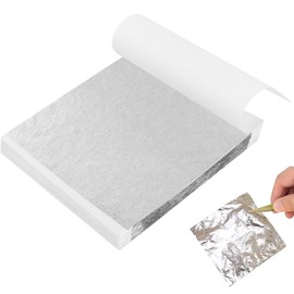 Silver Leaf, 100 Sheets 8.5 x 8.5 cm Silver Leaf Imitation Leaf for Arts Project Craft Decoration, Gilding Crafts, Painting, Craft Nails and DIY Creation (Silver)