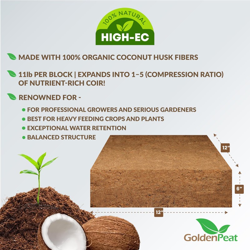 Organic 11 lb Compressed Coco peat Block is a high-Performance,