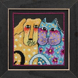 Fur-ever Friends Beaded Counted Cross Stitch Kit (Linen) Mill Hill 2016 Laurel Burch Dogs Collection LB301612