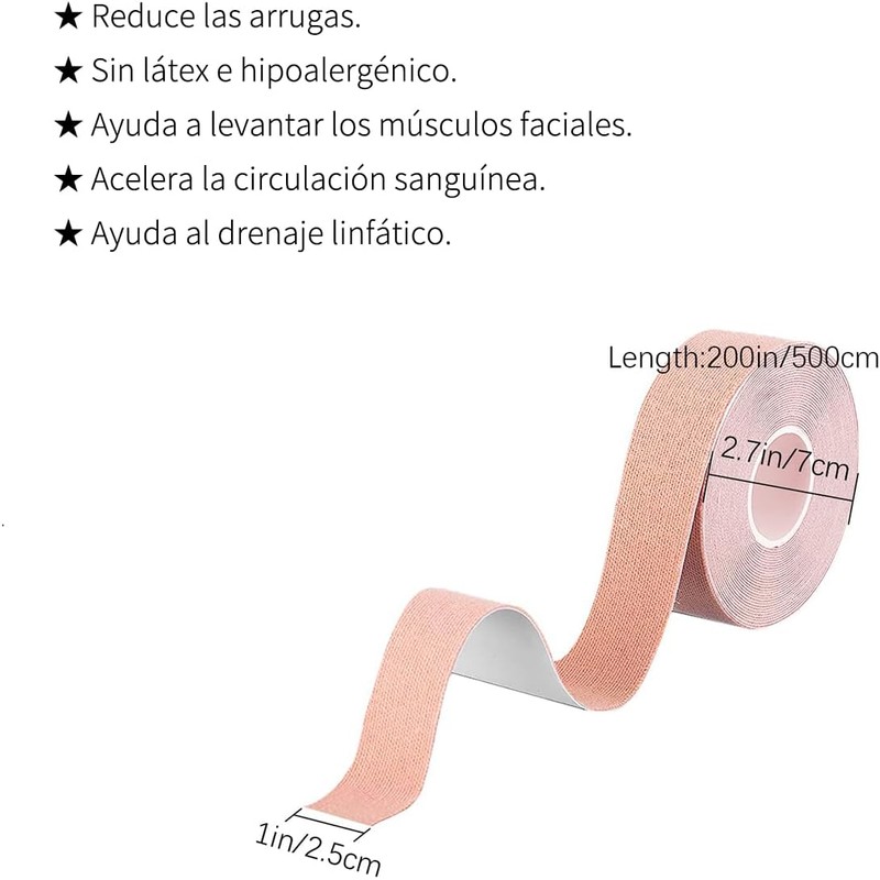 Cinta lifting facial, parches antiarrugas (2.5cm*5m—3pcs)
