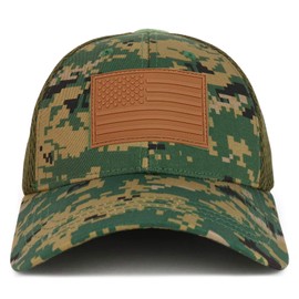 Armycrew US American Flag Coyote 3D Rubber Tactical Patch Air Mesh Flex Cap - MCU - S-M