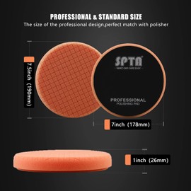 Buffing Polishing Pads, SPTA 5Pcs 7.5 Inch Face for 7 Inch 180mm Backing Plate Mix Cutting Force Buffing Pads Cutting Polishing Pad Kit for Car Buffer Polisher Compounding,Polishing, Waxing-SPTA0010