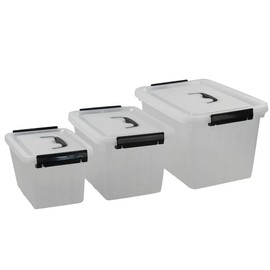 Wekioger 3 Pack Mixed Size Plastic Storage Bins for Multiuses, Clear Latching Storage Box (12Qt, 6Qt, 3.5Qt)