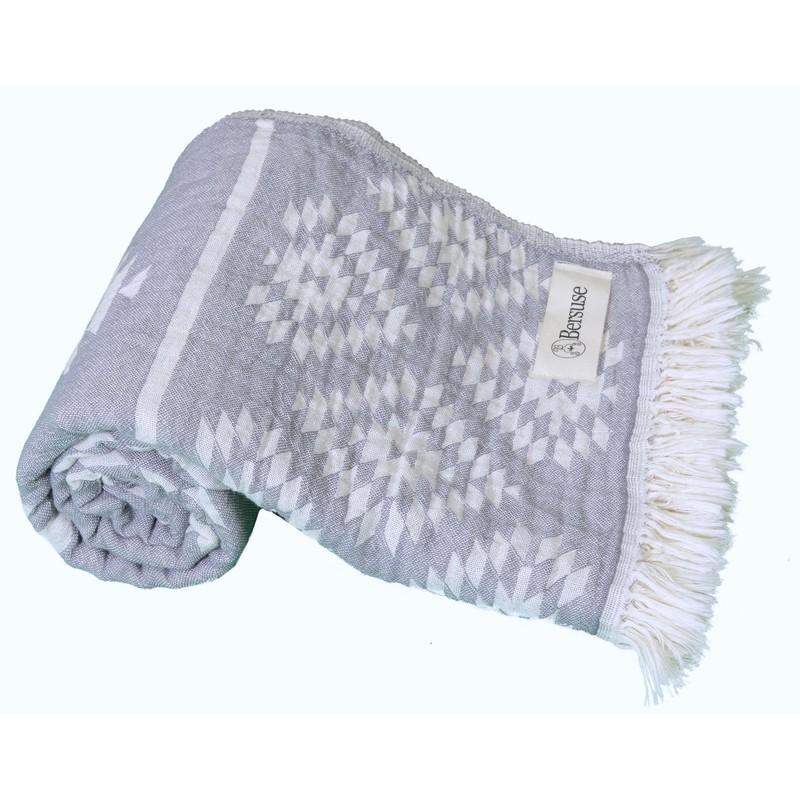 Bersuse 100% Cotton - Teotihuacan Turkish Towel - Silver Grey
