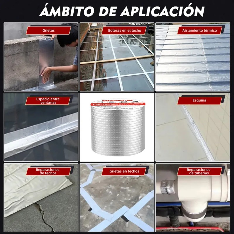 Cinta Adhesiva Papel Aluminio Cobbelux Impermeable 10cmx10m Techos