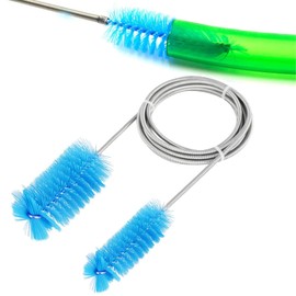 YUTOU Aquarium Cleaning Brush 155 cm Stainless Steel Spring Hose Brush Flexible Double Ended Aquarium Hose Brush Filter Tube Brush Aquarium Accessories for Aquarium Test Tubes Straws (Blue)